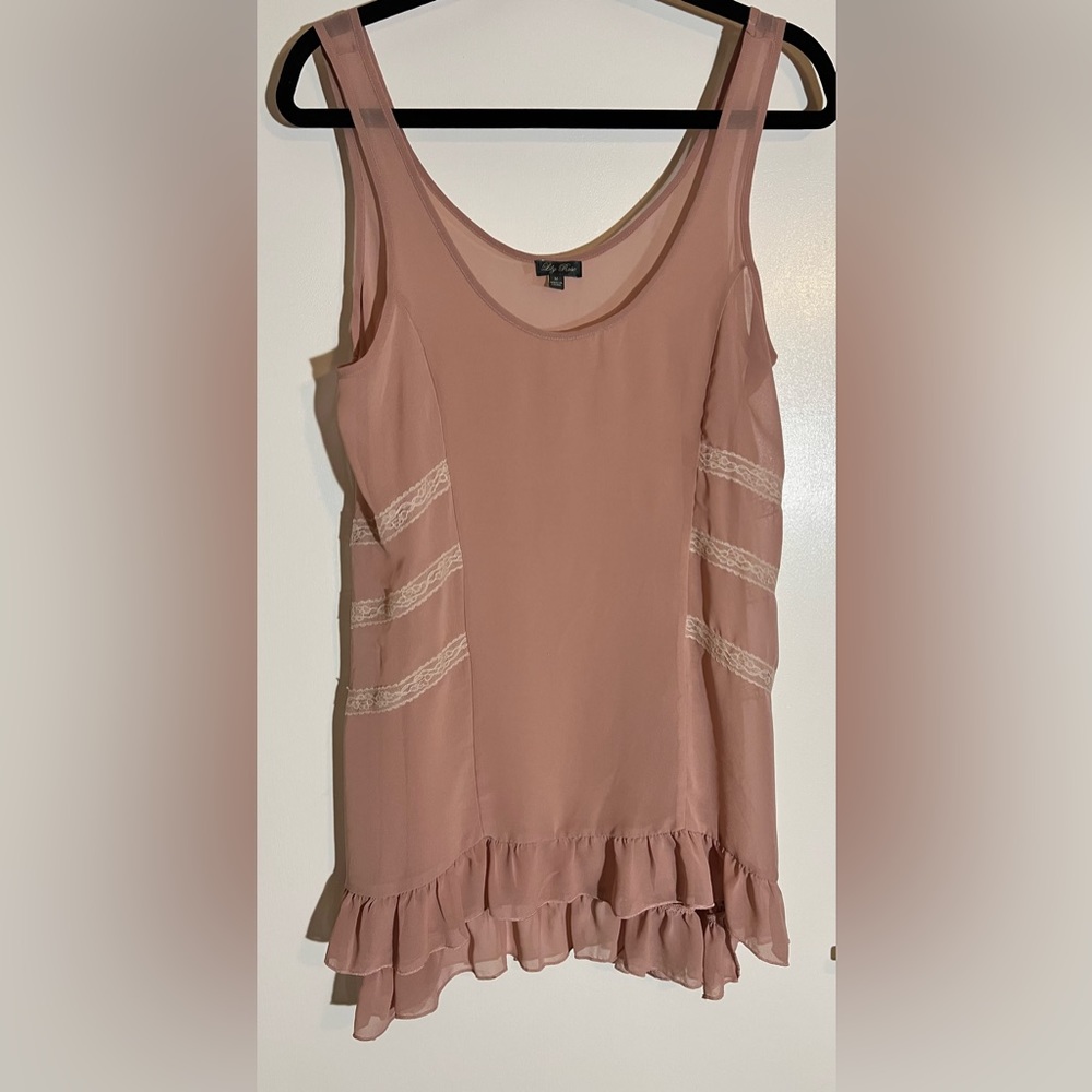 Lily Rose Sheer Lace Tank Top EUC